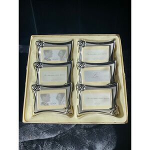 Lenox Wedding Promises Set of 6 Silver Hearts Place Card Holders Mini Frames